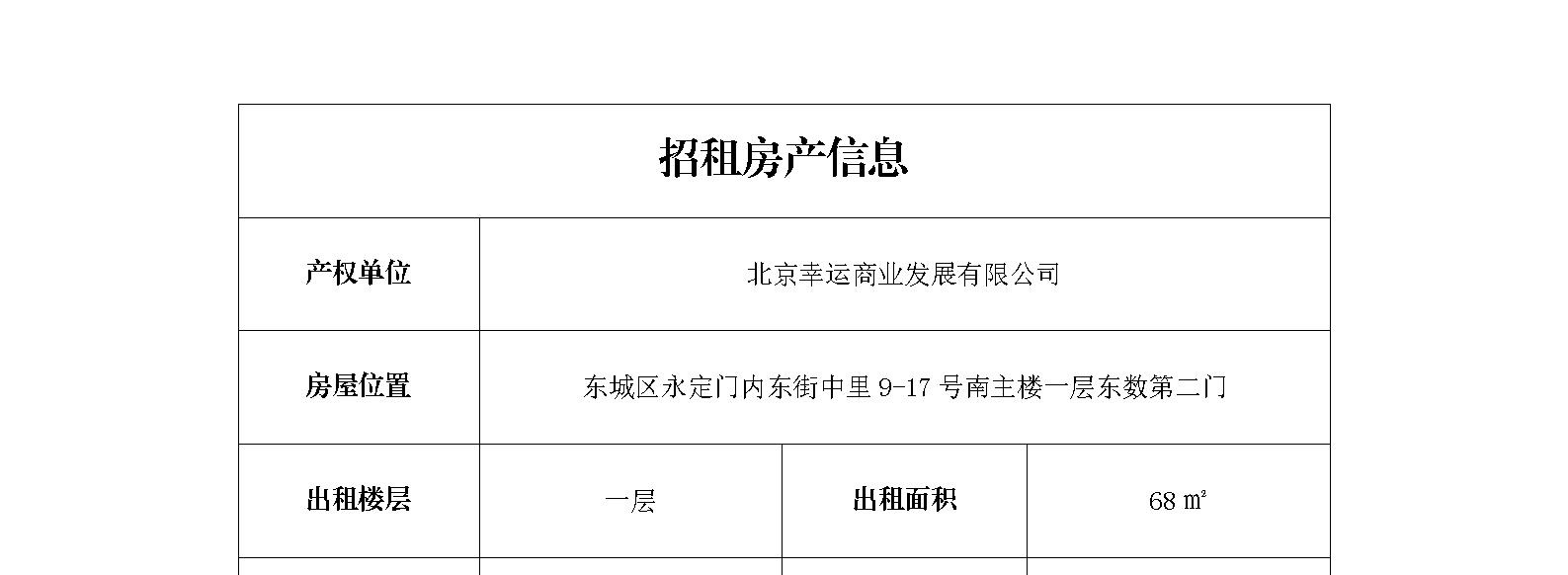 东城区永定门内东街中里9-17号一层底商招商信息
